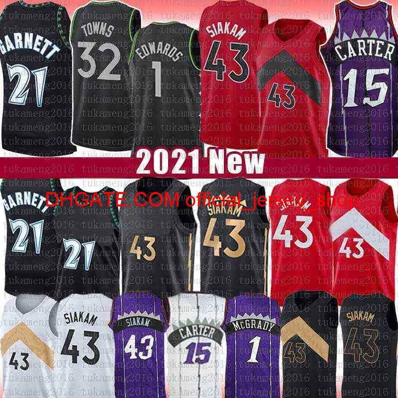 Vince Carter Pascal Siakam Jersey de baloncesto Anthony Edwards Karl-Anthony Towns Hombres Kevin Garnett Tracy McGrady Jerseys 15 43 1 32 21 1