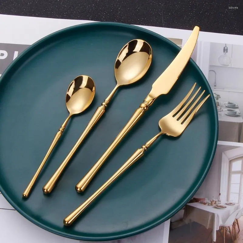 Matte Gold Cutlery Sets 8 12 16 20 Luxury Antique Gold Matte Cutlery Set Stainless Steel 18 10 Wedding Gift Dinner Party El Home From Bdhome 20.88 DHgate.Com