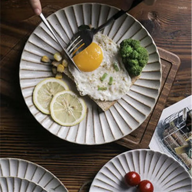 식기 세트 Kinglang Japanese Creative Steak Plate Western Retro Dish Home Round Pasta Tables Plated Plate