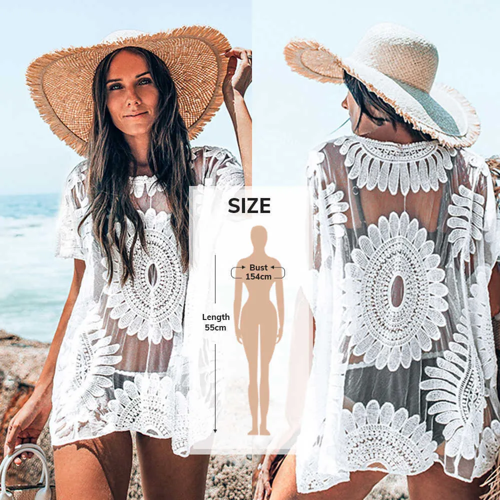 Kaiia - Vestito Corto Da Spiaggia In Maglia All'uncinetto Color Crema Con Allacciatura Frontale Neutro 152537934