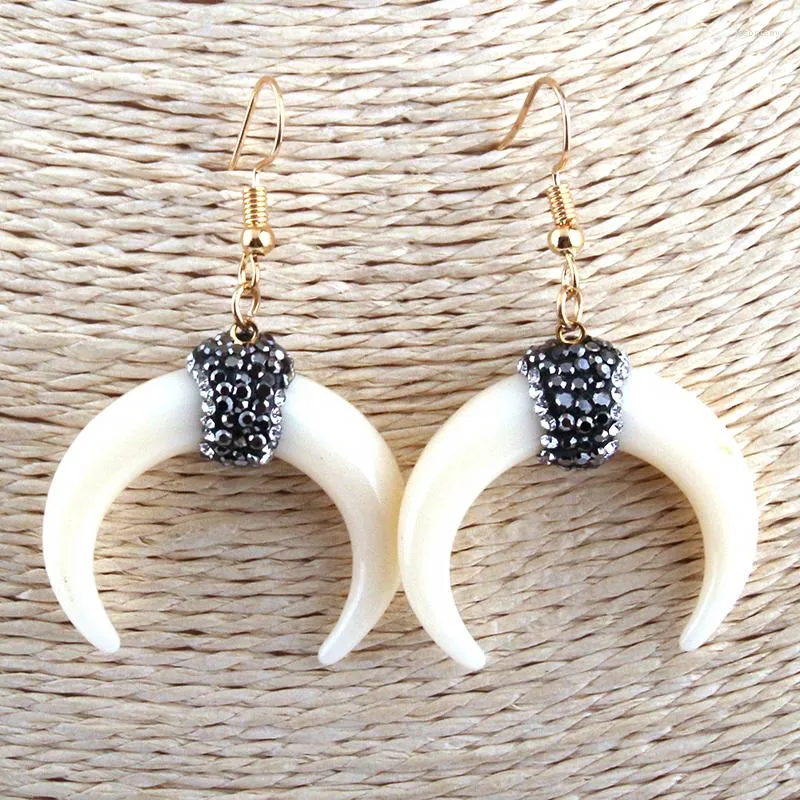 Dangle Earrings MOODPC Fashion Ox Horn Moon Pendant Metal Drop Earring