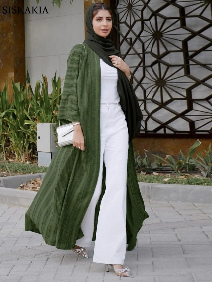 Ubranie etniczne Siskakia Masliman Kimono Abaya Solid Striped Retro Cardigan Sarde Dubai Bliski Wschód Arabia Saudyjska Eid Ubrania 230317