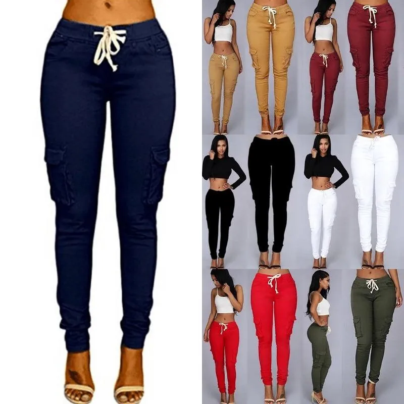 Women's Leggings Womens Girls Casual High Waist Cotton Skinny Stretch Cargo Slim Fit