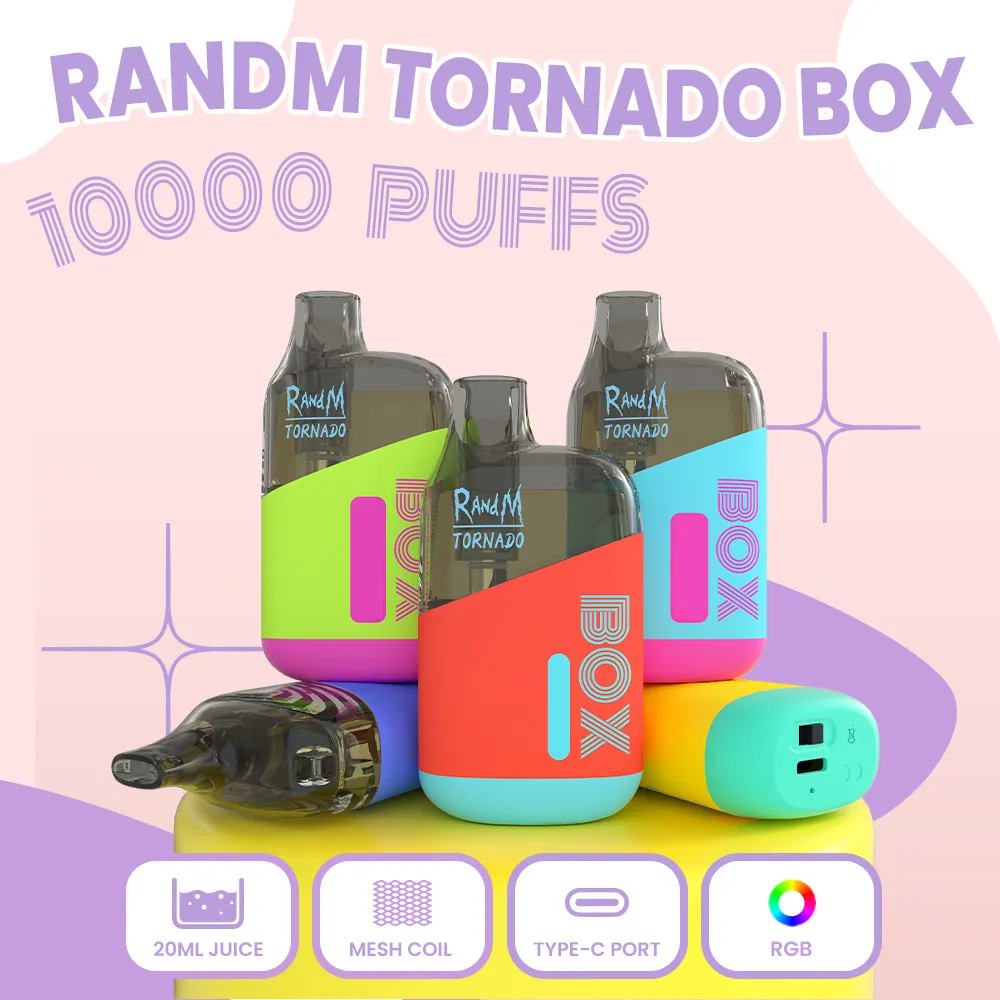 NEW Box Vape 100 Original RandM Tornado Box 10000 Puffs Disposable E