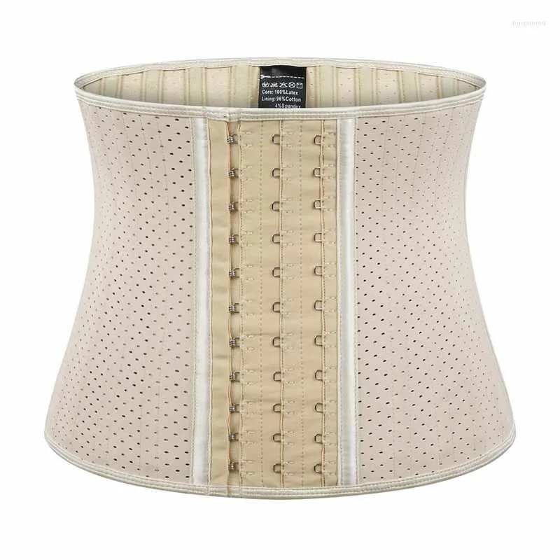 Women's Shapers Short Rubber Waist Shaper Cincher 25 Bones Body Women Gorset Beige Hollow Out Plus Size Latex Trainer Corset 3XL