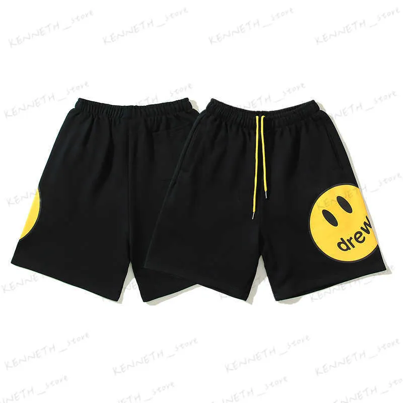 Heren shorts meichao gaojie bibo dames hetzelfde lachende gezicht printbroek paar hiphop losse sport t230317