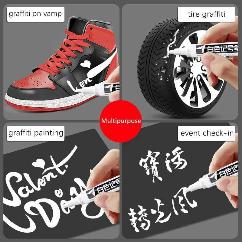 Haile 1/3 Stück Permanente ölige weiße Marker Stifte Wasserdicht Reifen Malerei Graffiti Umwelt Gel Stift Notebook Zeichnung Supplie