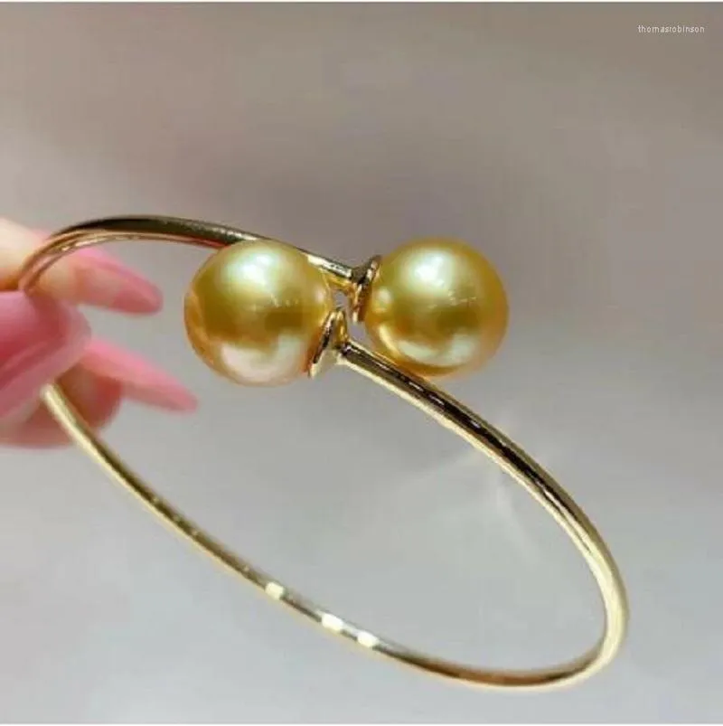 Bangle Gorgeous Huge 10-11mm Round South Sea Golden Pearl Bracelet 14K Fine JewelryJewelry Making