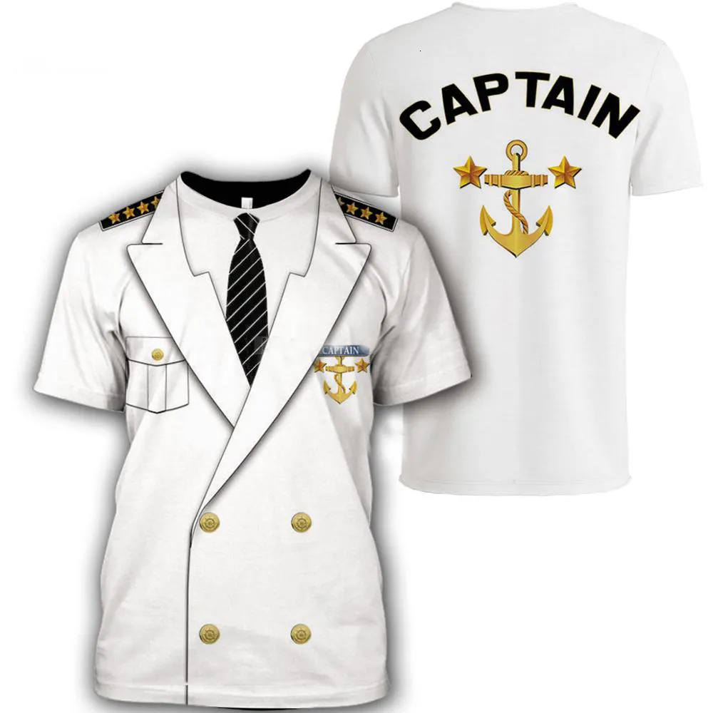 Herren-T-Shirts Sommer Captain T-Shirt Casual Oversized Short Sleeve Clothing Outdoor Mode Streetwear Männliche Cosplay Uniform Tops T-Shirts 230317