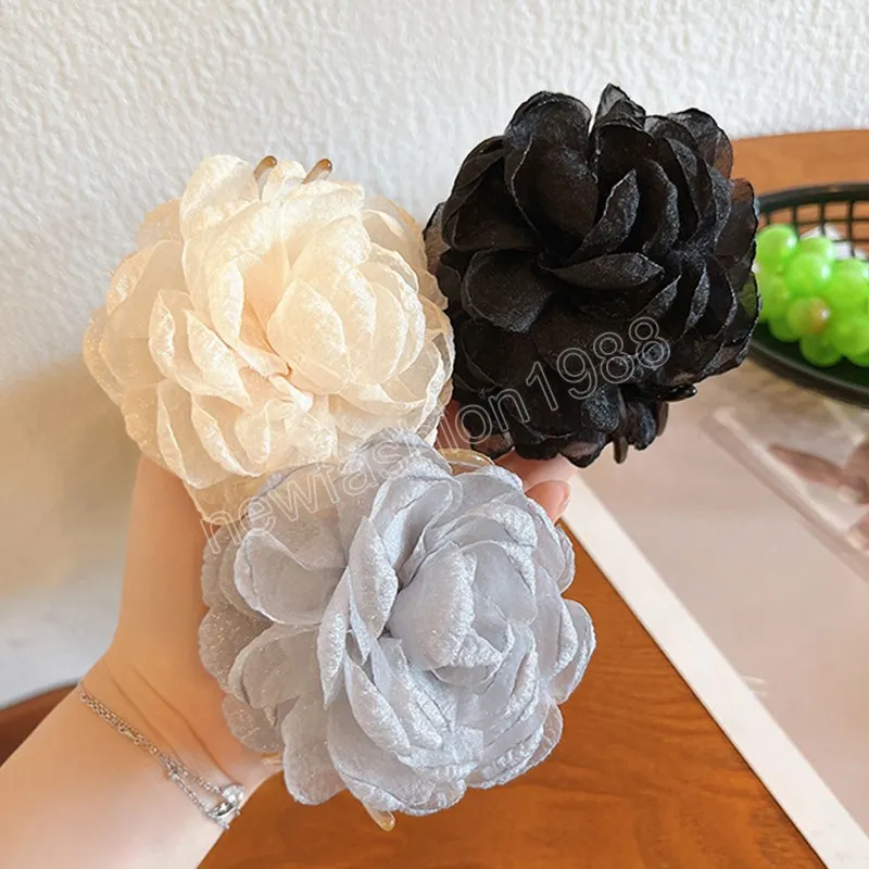 Camellia Hair Claw Clip Flower Women Girls Flowers Ponytail Holder Clamps Barrette Fashion Grab for Hair Clipsアクセサリー
