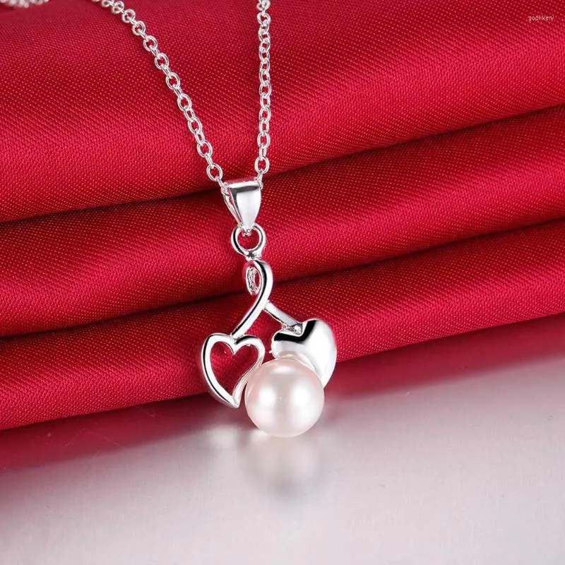 Chaînes Amour Coeur Incrustation Perles Sterling-argent-bijoux Collier Vente Argent Colliers Pendentifs/CGZSRVEE DKUYYYPD