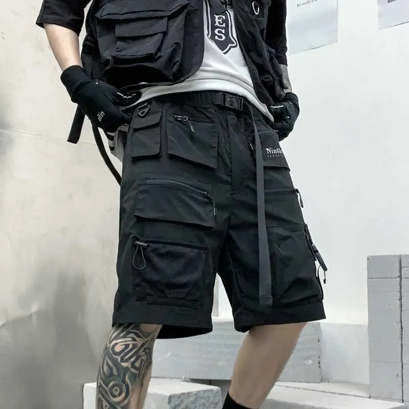 Men's Shorts Tactical Cargo Shorts With Belt Mens Harajuku Casual Techwear Shorts Streetwear Clothing Man Hip Hop Short Pants Bermuda Homme G230316