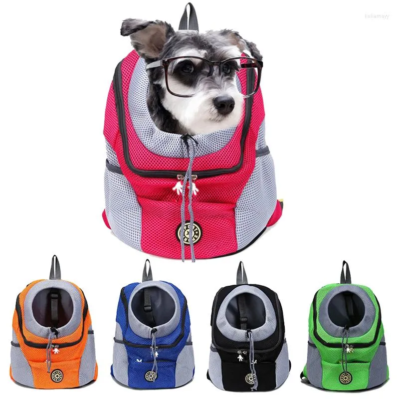 Capas de assento de carro de cachorro Bag ao ar livre Bolsa respirável portador de ombro duplo cães de animais de estimação Pacote de malha de mochila para gatos médio pequeno