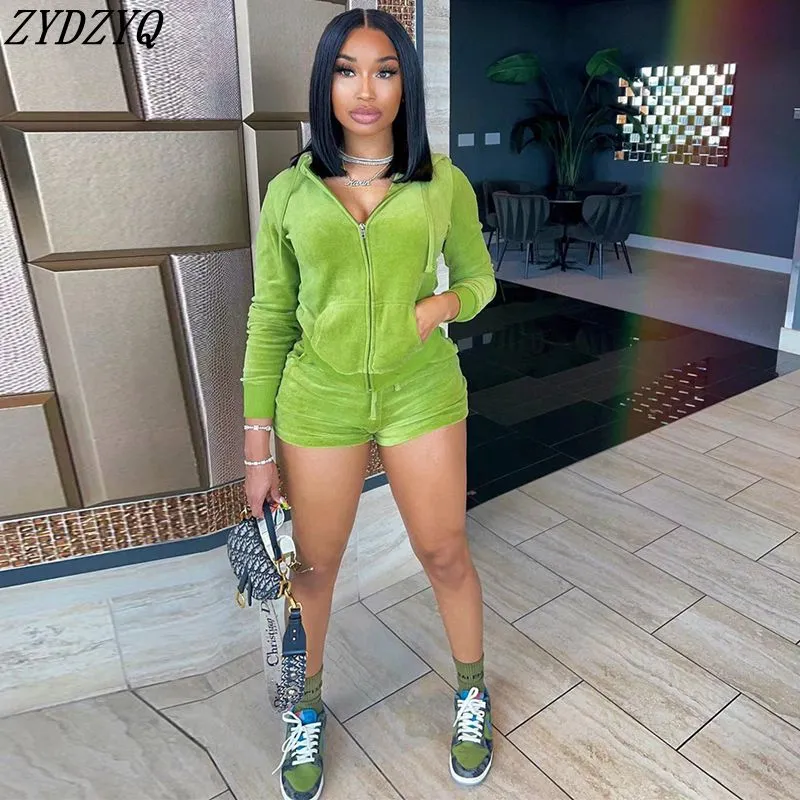 Velvet tracksuit hot sale short set