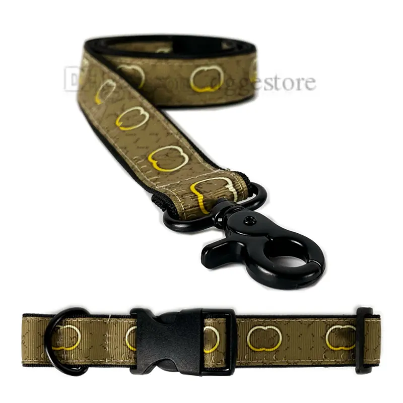 Collier de chien de créateur et laisse définir des colliers pour animaux de compagnie en nylon durable réglables avec motif de lettres classique pour les petits garçons filles chiens chats animaux de compagnie 9,4 "-19" kaki b168