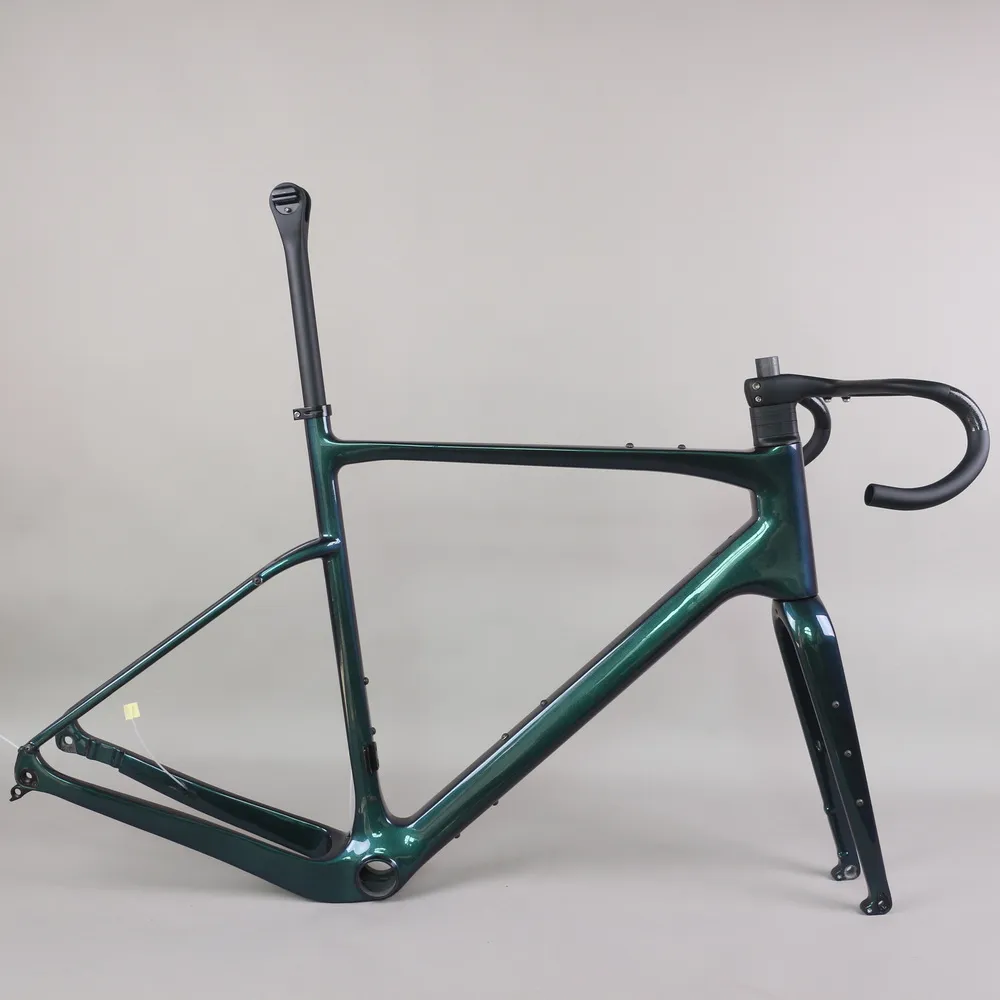 Full Internal Cable Disc Gravel Bike Frame GR044 Size 49/52/54/56/58cm Full carbon Toray T1000 Chameleon 1001 Paint