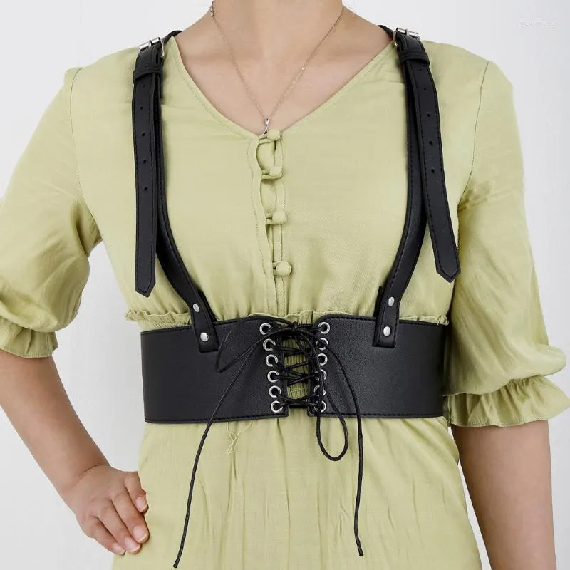 Gürtel 2023 Mode Leder Damen Breiten Gürtel Bund Korsett Hohe Taille Frauen Schlank Sexy Hosenträger Für Mädchen Harness