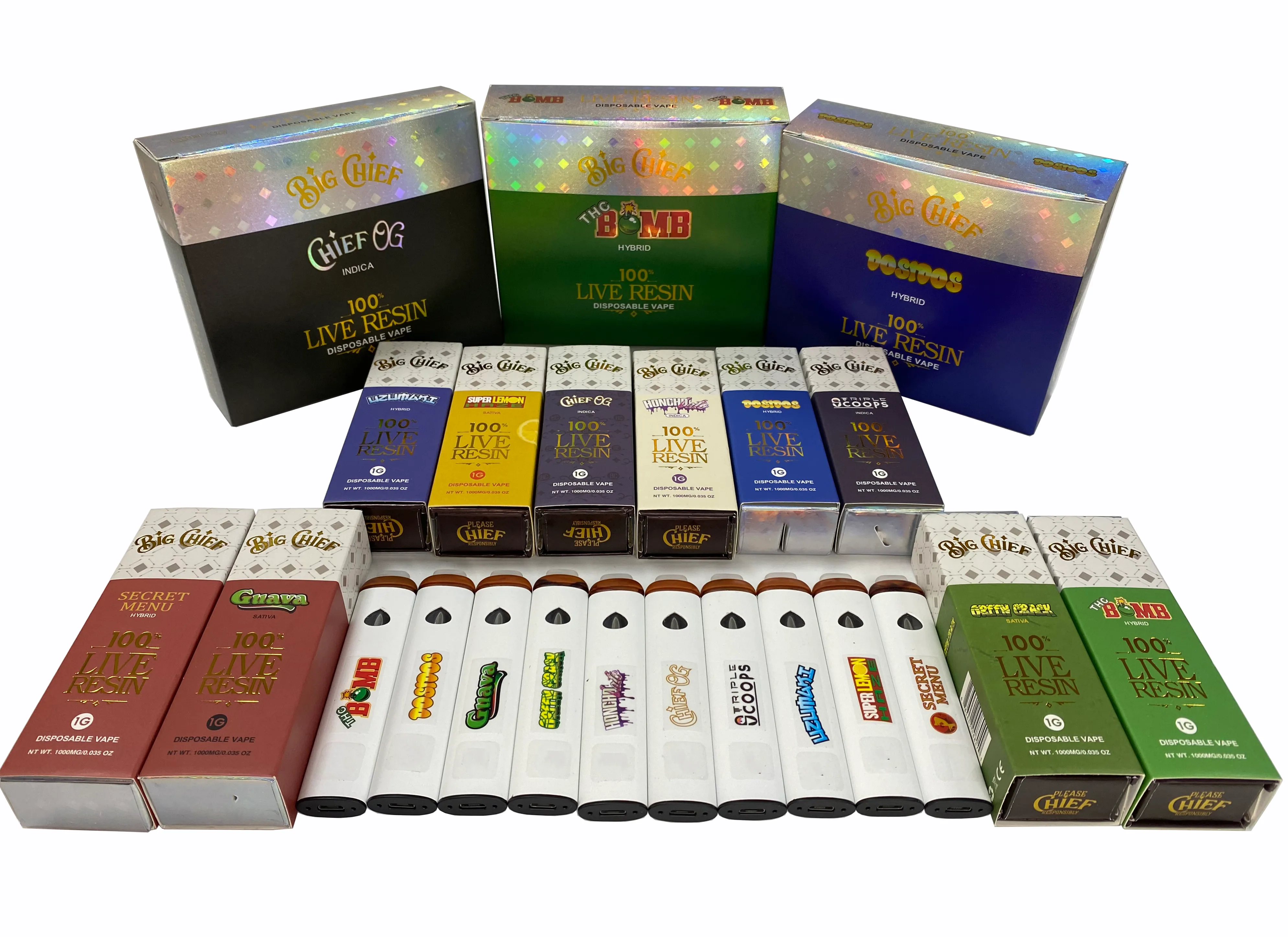 Big Chief Vape Pen 1.0ml Cartridges Disposable E Cigarettes Packaging