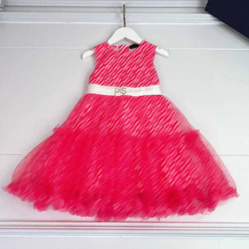 23ss Designer brand Sleeveless dress kids Net yarn print dresss Neri Pure cotton skirts girls dresses Kids skirt Baby Clothes