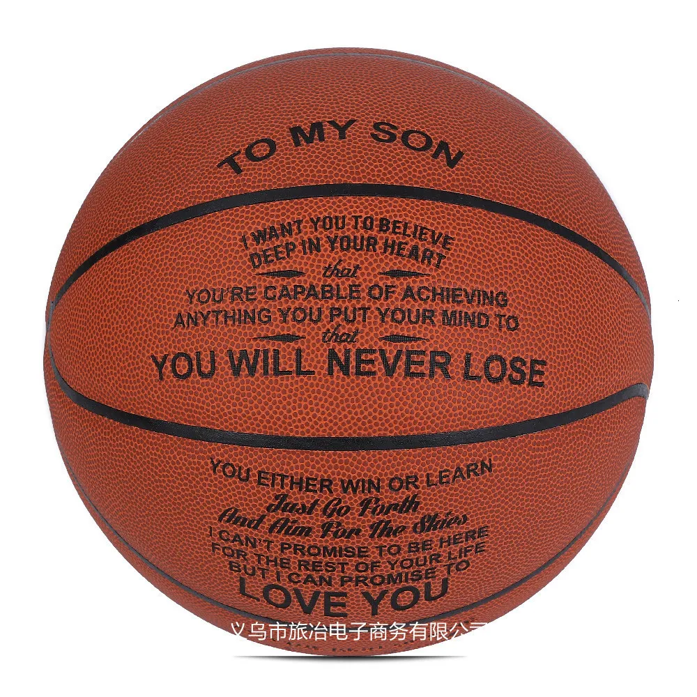 Palline da basket incise Regali per figlio con To My Words Basketabll Misura standard 7 Pallone da allenamento in pelle PU Compleanno di Natale 2302595