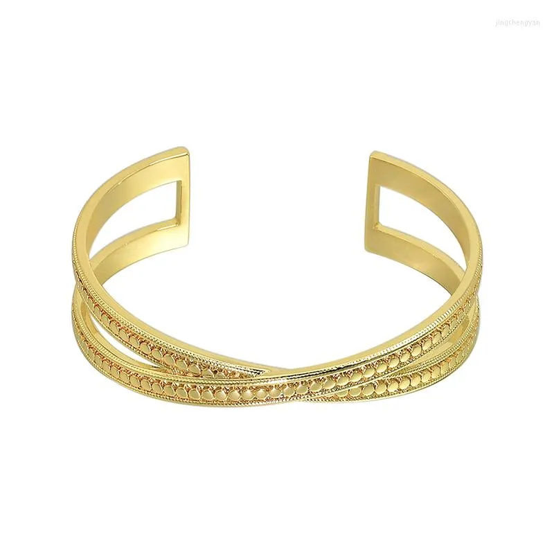 Bracelet évider manchette bracelets pour femmes Couple femme dames couleur or jaune bijoux à breloques dubaï luxe mode Punk