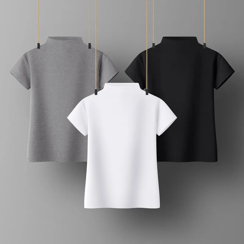 T-shirt feminina Mulheres Sweetshirts Turtleneck camisas para mulheres pretas roupas brancas roupas de manga curta camisetas de algodão para meninas tops básicos 230317