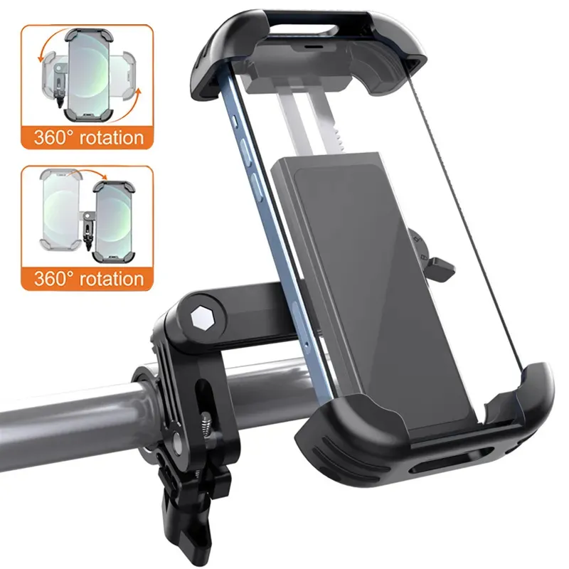 Support de téléphone à vélo universel Rotation bidirectionnelle Bicycle de support de support de support GPS Motorcycle GPS Prise en charge du smartphone pour 3,5-7,2 pouces