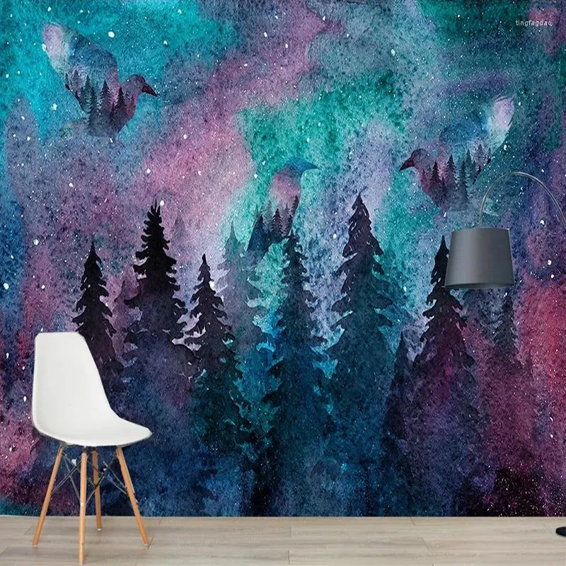Wallpapers Custom 3D Wallpaper For Children's Room Cartoon Colorful Smoke Forest Wall Mural Paper Home Decor Bedroom Covering