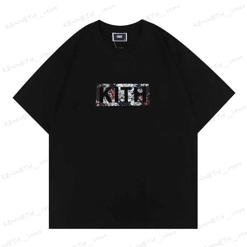 Herren-T-Shirts Kith florales klassisches Box-T-Shirt T-Shirt mit Blumendruck für Herren und Damen, großes Kurzarm-T230317