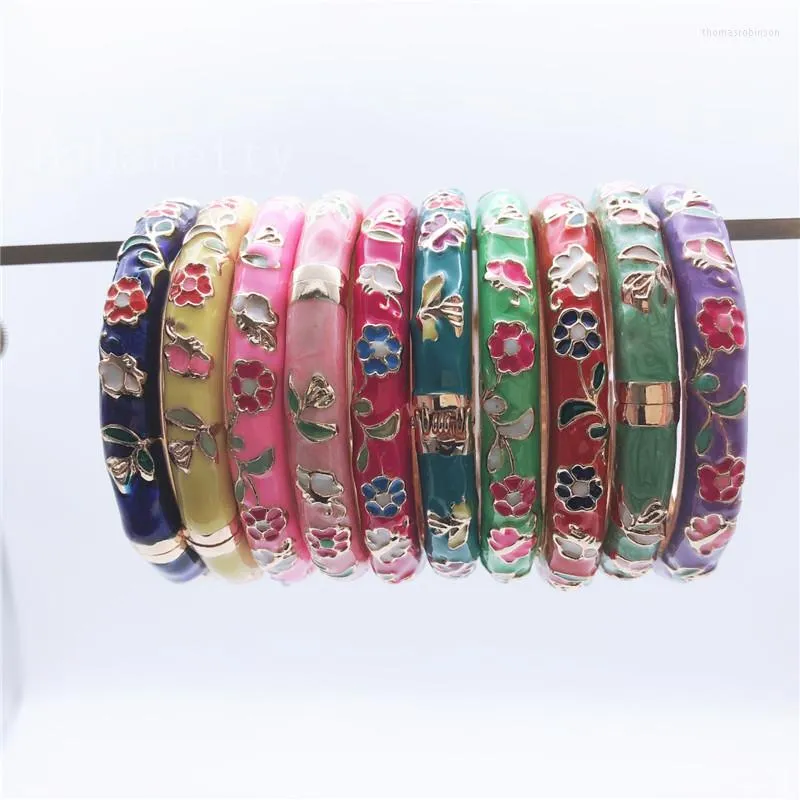 Bangle Wholesale10pcs härlig kinesisk handgjorda cloisonne -armband blommor barn