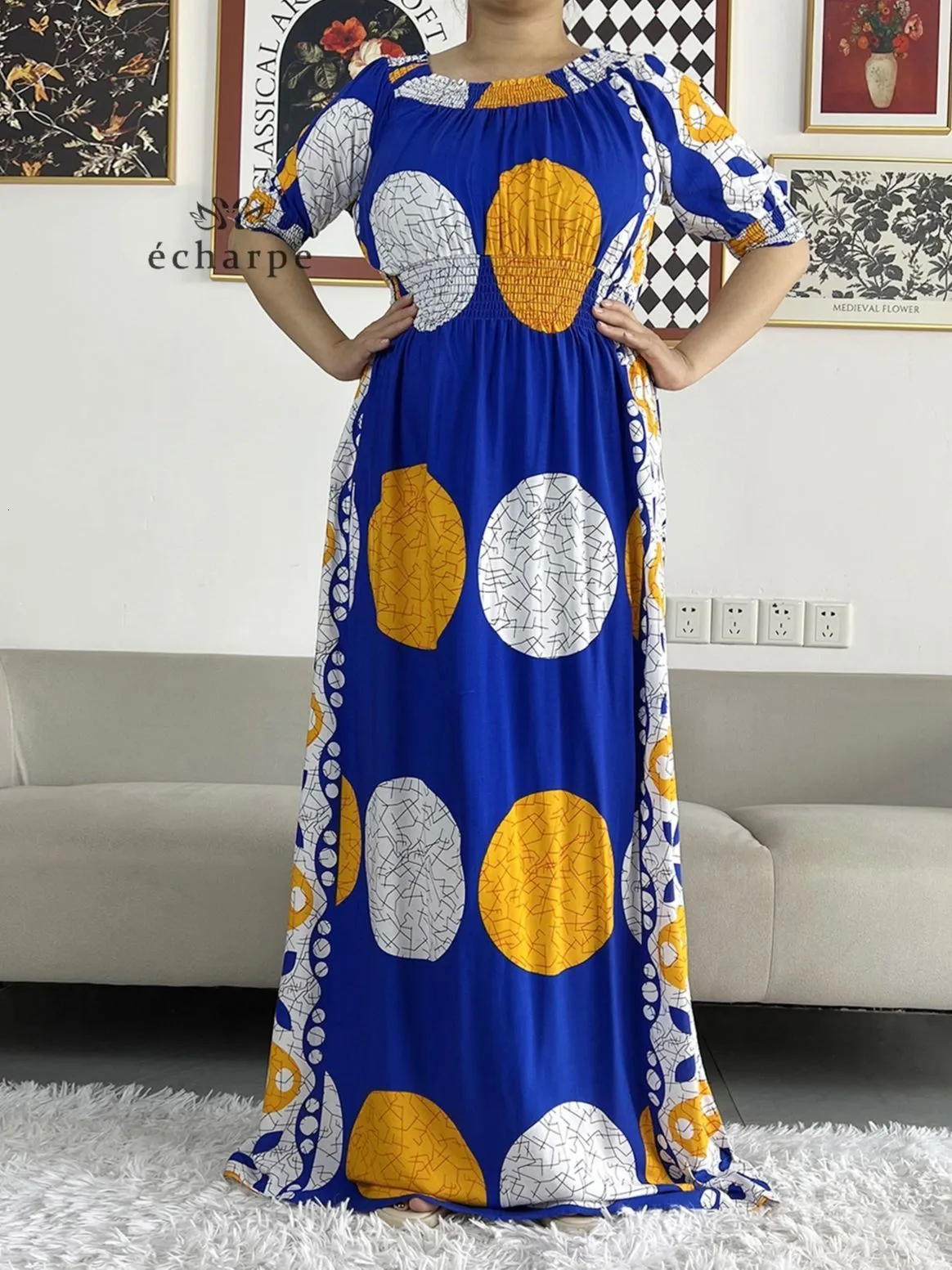 Ethnic Clothing Latest African Dashiki Cotton Floral Dress Printed Short  Sleeve Collect Waist Straight Loose Women With Scarf 230317 From Fashasha,  $16.23 | DHgate.Com