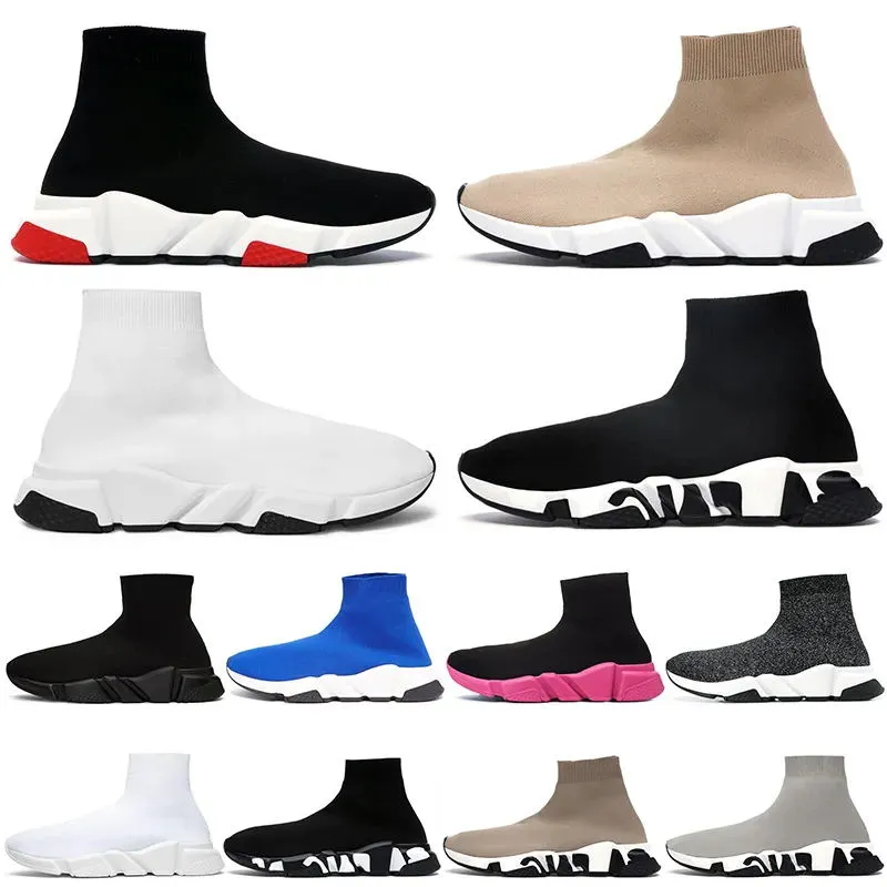 2023 Designer Soque Sapato Casual Sapatos Plataforma Mulher Mulher Fly Knit Speed ​​Speed ​​1.0 Runner Triple Black White Trainer Sneaker Master em relevo Speeds Speeds Booties