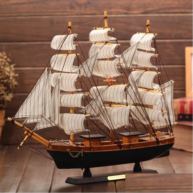 Objets décoratifs Figurines Cadeaux créatifs pour les étudiants Voile méditerranéenne Ornements de bureau lisses Artisanat en bois Drop Delivery H Dhm6O