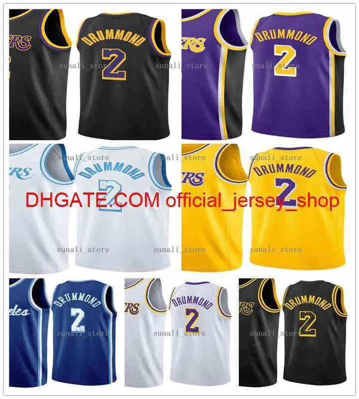 2021 Basket 2 Andre Drummond maglie City Bianco Nero Giallo Viola Blu Edizione College