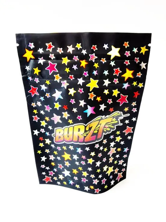 好意所有者Burzt Star 3.5g Square Stand Up Backpack BoyzMylar 3.5 Pastic Zip Lock Packaging Bagsソフトタッチ素材WhiteBubbl OTVLT