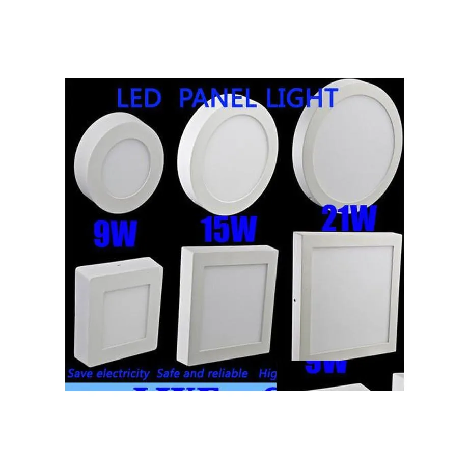 2016 LED LED LIGHT Dimmable 9W 15W 21W Round / Square Light Surface مثبتة على أسفل ضوء السقف السقف السقف السقف DRIVER