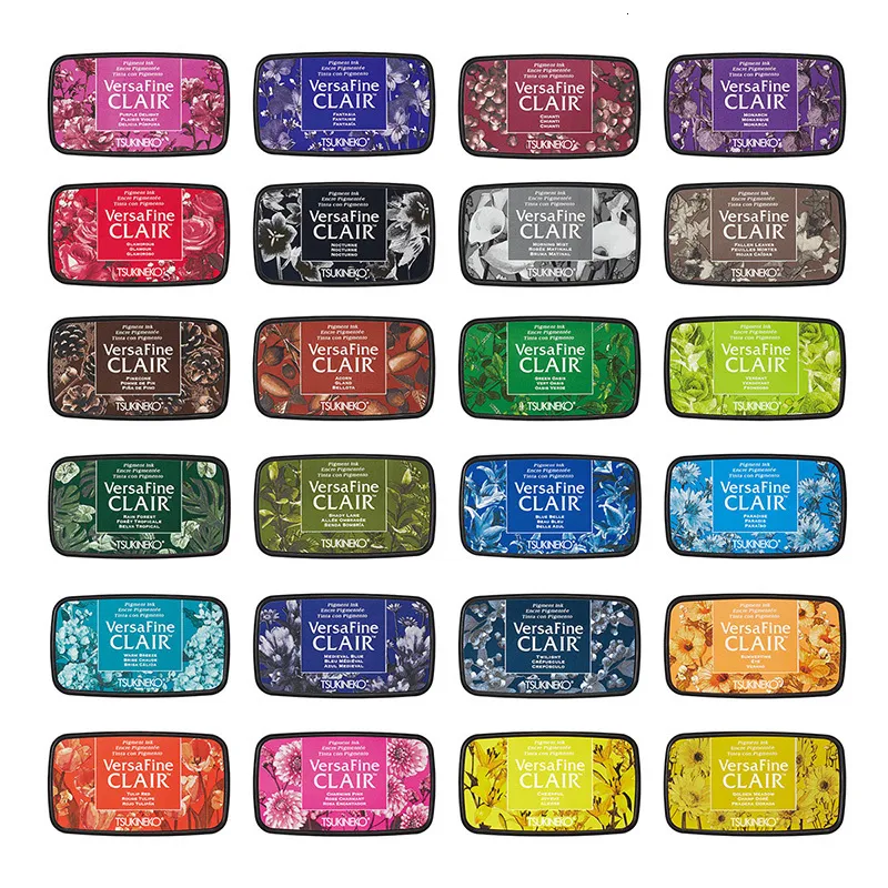 Sellos Almohadilla para sellos de 24 colores Tsukineko VersaFine CLAIR Impresión de detalles de secado rápido/tinta de color Fabricación de tarjetas de felicitación/sellos para untar 230317