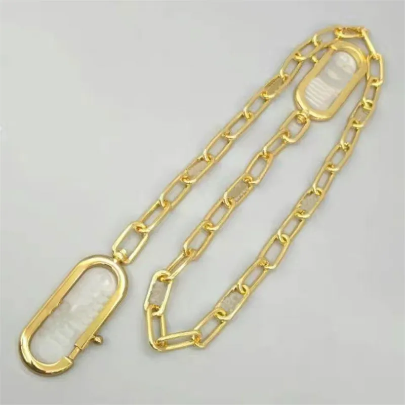 Handbag Accessories Gold-colored Metal Shoulder Strap You Chain Mesh Double Clip Women Underarm Bag Crossbody Chain 2023