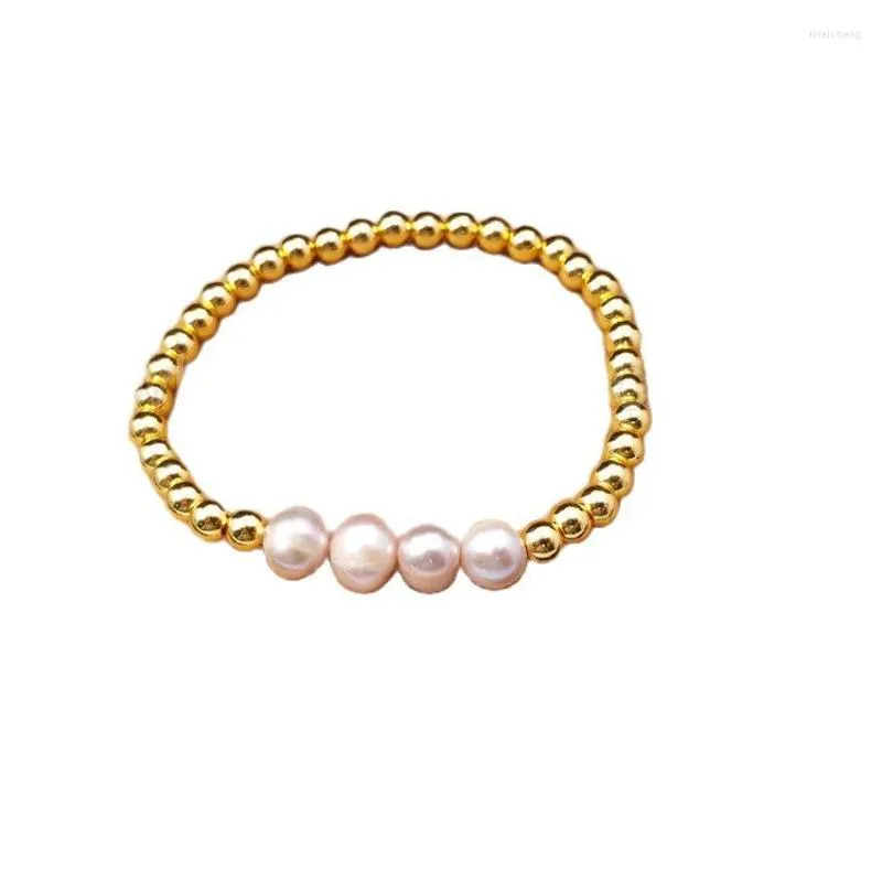 Bedelarmbanden wt-b349 groothandel aangepaste elegante parel kralen armbandweerstand weerstandbare gouden geëlektropleerde messing messing kralen voor dame cadeau