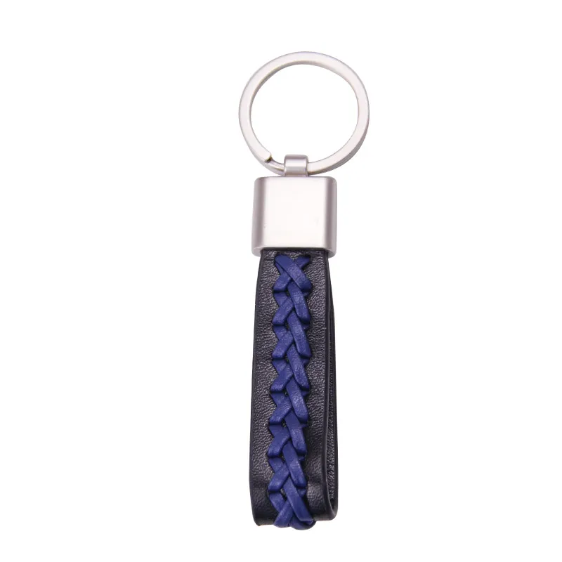 DIY Leather Keychain Metal Car Keychains Woven Key Chains Bag Pendant Keyring Customized Logo