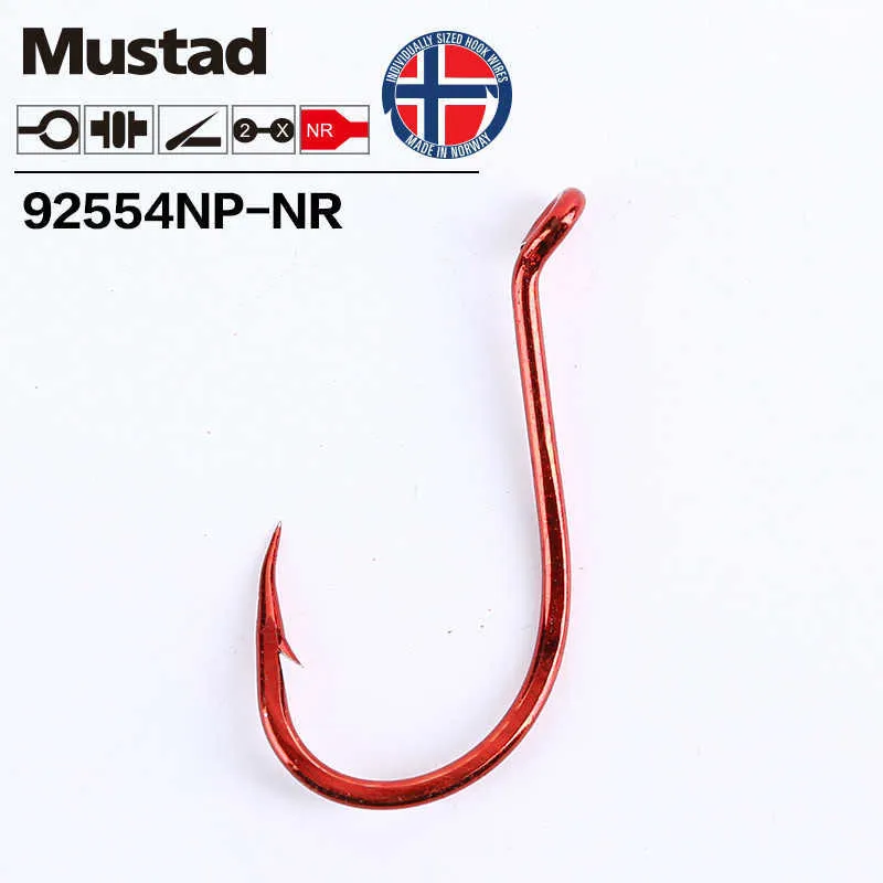 Vishaken origineel Mustad Fishhooks 92554 Olecranon Peche CHILBED VISSHOOK Lure zoetwaterzee Pesca Wedkarstwo enkele haken vissen tackle P230317