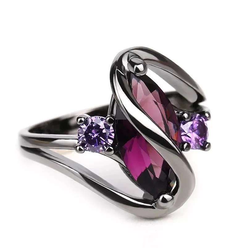 Wedding Rings Fashion Luxury Vintage Purple Zirkon CZ Crystal Ring Geschikt voor sieraden voor dames en verlovingen