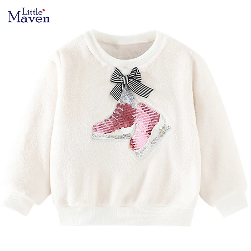 Bluzy bluzy małe maven dziewczynki Autumn Bluza z cekinowymi butami polaru śliczne dzieci swobodne ubrania dla dzieci 2-7 rok 230317