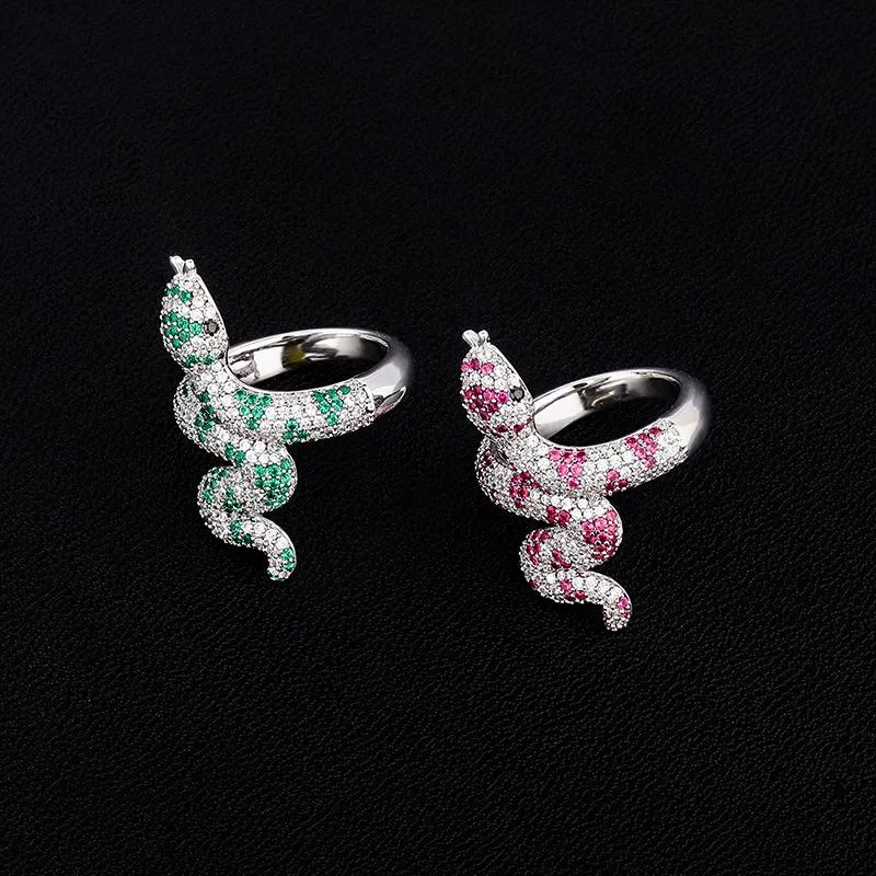 Cluster Rings Hip Hop Claw Seting CZ Stone Bling Out Snake For Women Män unisex Fashion Jewelry Gift Drop Clustercluster