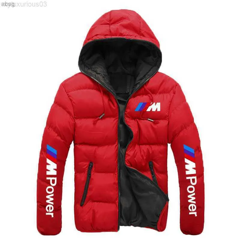 Jackethoodies 2023 outono inverno quente roupas de algodão masculino jaqueta bmw carro esportivo impressão dos homens com capuz acolchoado jaquetas moda parka