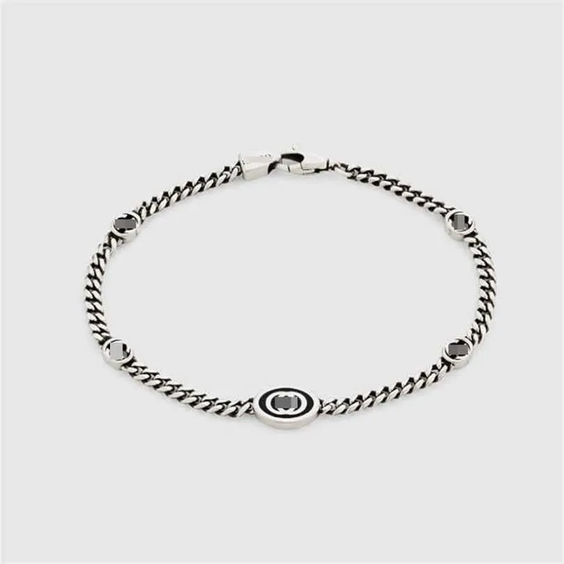 2023 Designer Nouveaux bijoux en argent sterling émail noir double verrouillage bracelet de mode classique pour hommes et femmes