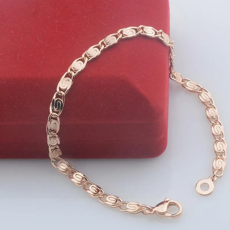 Bracelets de link Chain Women Bracelet Men 585 Rose Color Gold Snail Smart Chainslink