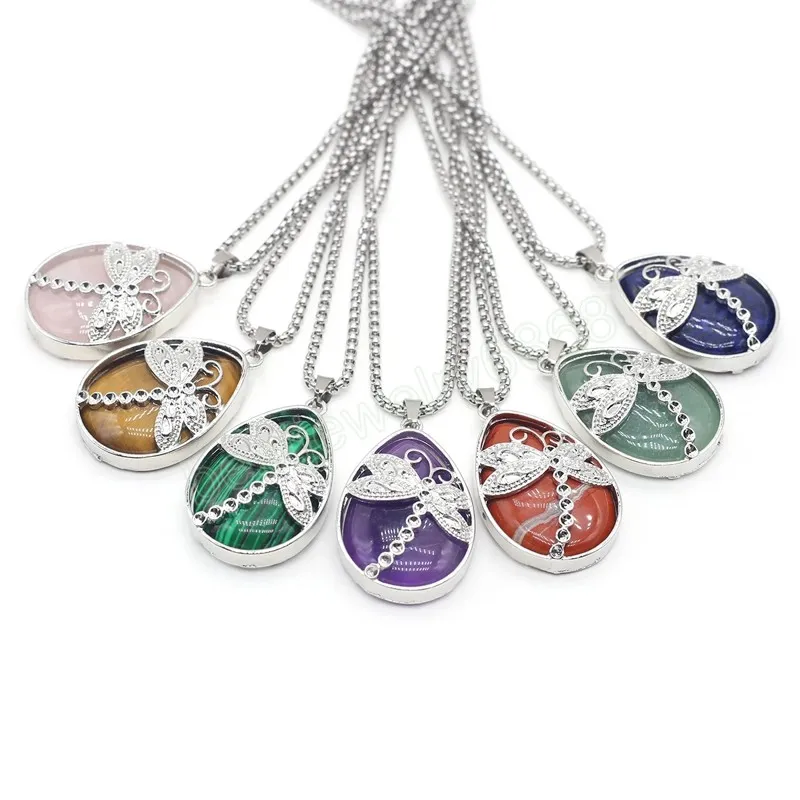 Collier pendentif en pierre naturelle opale Quartz Rose améthyste chaînes à maillons papillon cristaux de guérison collier en pierre pour femmes bijoux