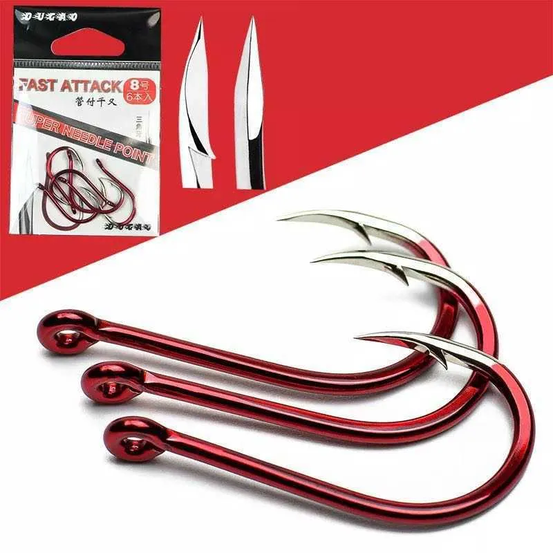 Balıkçılık kancaları 4-8pcs/lot üçgen hızlı saldırı süper iğne noktası balıkçılık dikenli kanca bükülme ağız fishhook kara seabream bas bas kancalar p230317