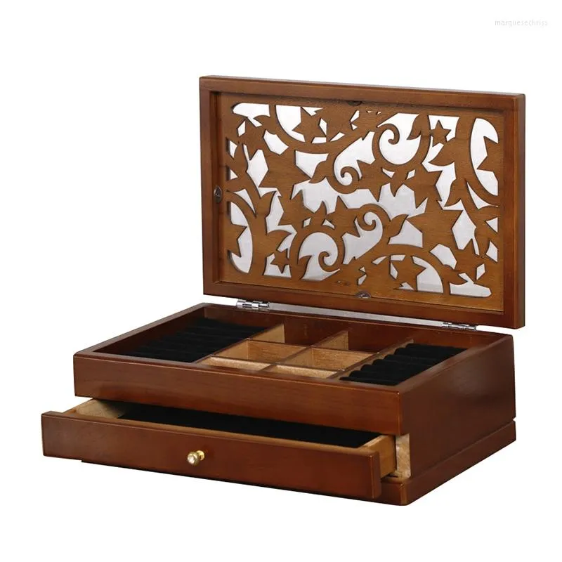 Pochettes à bijoux, organisateur à deux niveaux, boîtes en bois, boîte de rangement étoiles, bureau européen en bois, offre spéciale